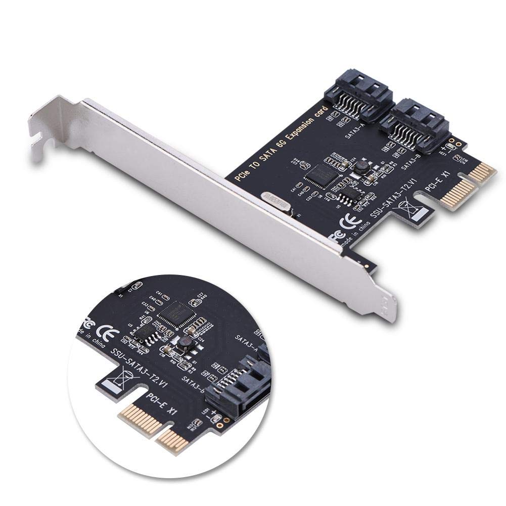 Tangxi SATA 3.0 2-portowa karta kontrolera PCIe, PCI Express do SATA III 6 Gb/s z mocnymi uchwytami, Plug and Play