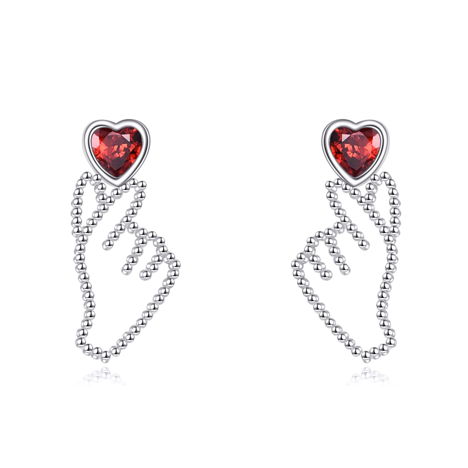 YFN Finger Heart Earrings Sterling Silver Heart Hand Stud Earrings Kpop Jewelry Gifts for Women