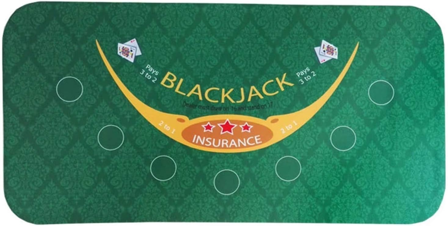 Mata do pokera, przenośny blat Zamszowa guma Black Jack 21 punktów Baccarat Casino Poker Obrus ​​Zielona mata na stół Tkanina planszowa ze wzorem (24 * 47 cali)