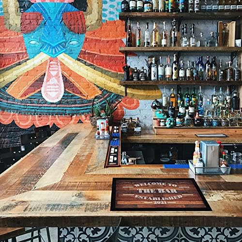 Bang Tidy Clothing Personalised Bar Runner Mat - Novelty Beer Gifts for Home Pubs Bars - Add Your Text - Pallet Wood