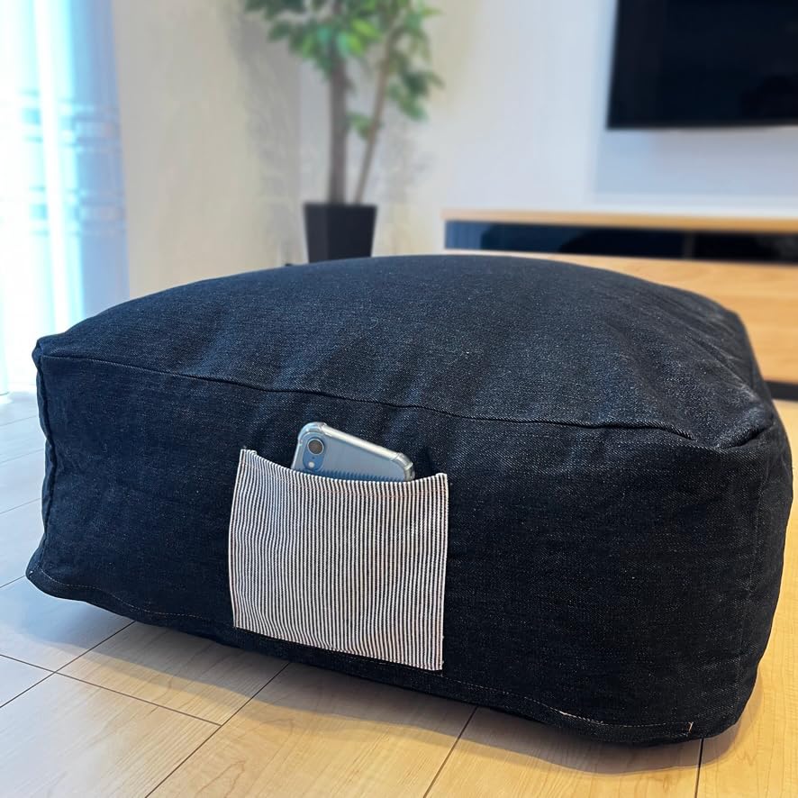 Amazon｜布団収納袋 クッションになる 黒デニム｜ふとん収納袋