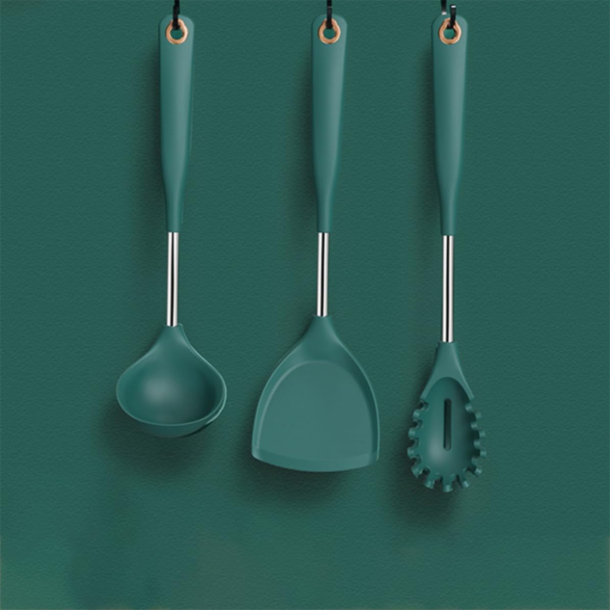 Operitacx 5 Pièces Louche à Soupe en Silicone, Manche Long, Acier