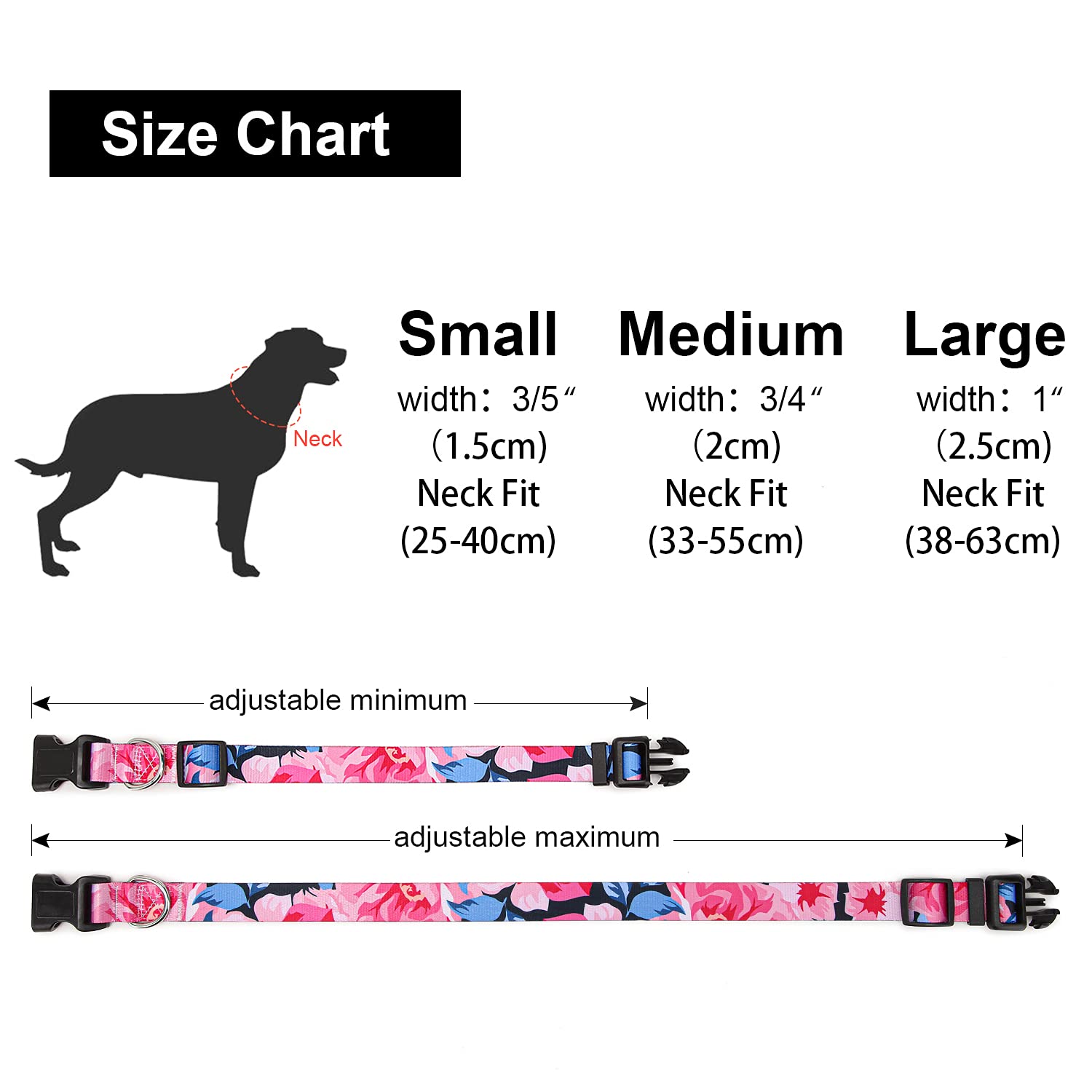 Adjustable Dog Collar with Patterns, Ultra Comfy Soft Nylon Breathable Pet Collar for Small Medium Large Dogs (L, Floral Orange) — view 165