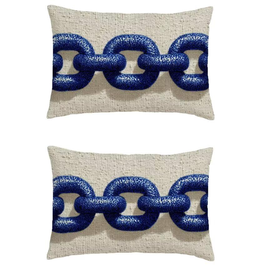 Taie d'oreiller décoration maison 60x90 en lin bleu marine double face de luxe