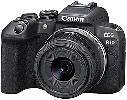 Câmera Canon EOS R10, Sem Espelho, Kit de Lentes RF-S 18-45 mm