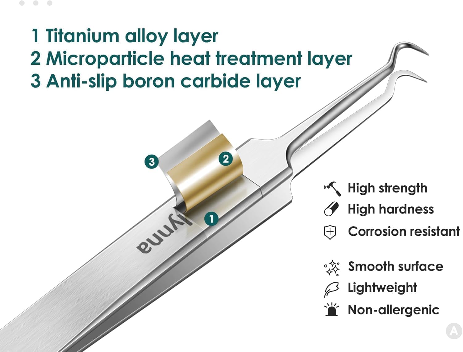 Pince à épiler incurvée en acier inoxydable argenté pour éliminer l'acné, les imperfections, les points noirs (comédons), les points blancs et les boutons