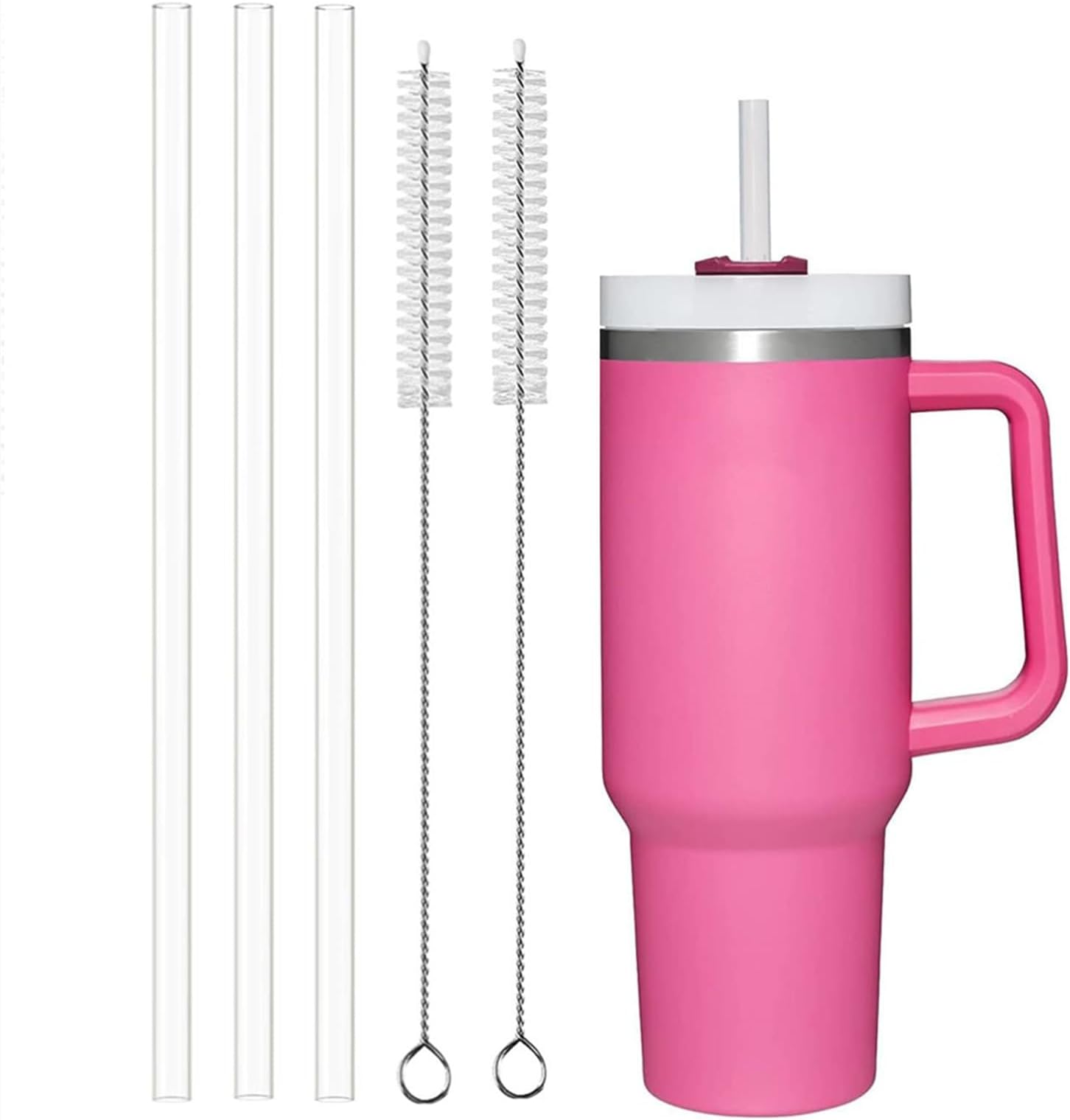 Replacement Straws Fit for Stanley 40 oz 30 oz Cup Tumbler, 3 Pcs Straws Replacement for Stanley Tumbler, Glass Straw with Cup Cleaner for Stanley Cup Accessories (12in 3*Glass Straws for 40oz & 30oz)