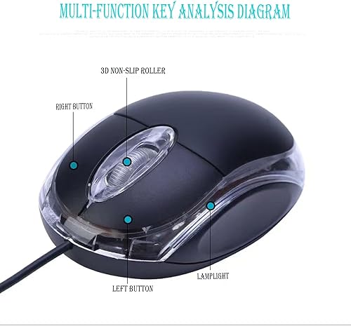 Miniatura 4 de Mini ratón óptico con cable con diseño ergonómico, ratones de computadora USB para computadoras portátiles y PC, oficina y hogar, escuela, niños