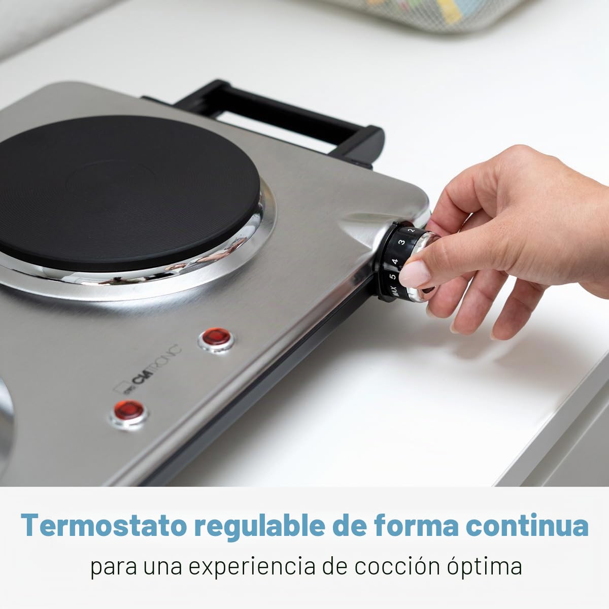 Placa de cocción doble Clatronic® de acero inoxidable | 2 placas | 2500W | placa eléctrica | placas con protección contra sobrecalentamiento | DKP 3668 E