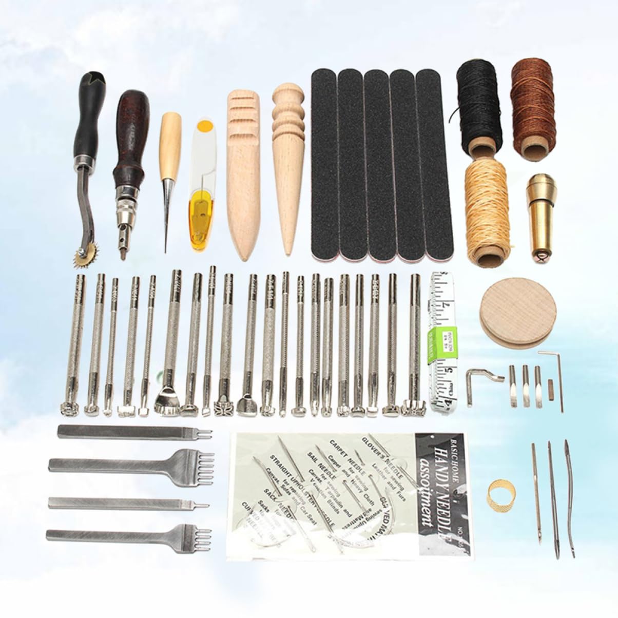 VILLCASE kits de herramientas de artesanía de cuero kit de fabricación de cuero caja de herramientas costureros completos Materiales de costura kit de accesorios de costura