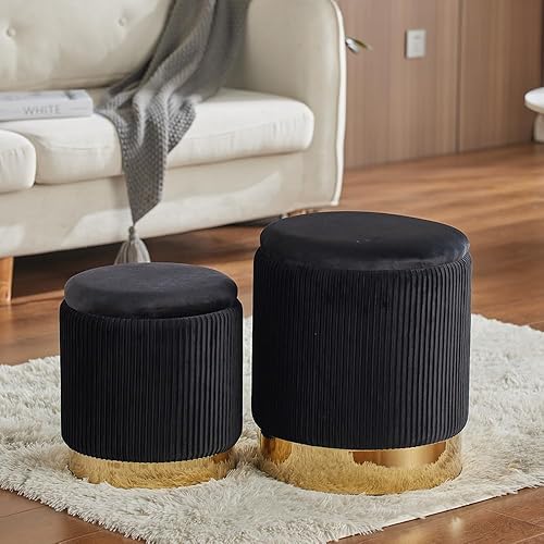 YYW Home Ottoman with Storage - Grey Velvet Ottoman for Living Room, Velvet Storage Ottoman for Kids Room,Gold Ottoman with Storage, Ottoman Seat, YYW Home Ottoman with Storage - Grey Velvet Ottoman for Living Room, Velvet Storage Ottoman for Kids Room,Gold Ottoman with Storage, Ottoman Seat,