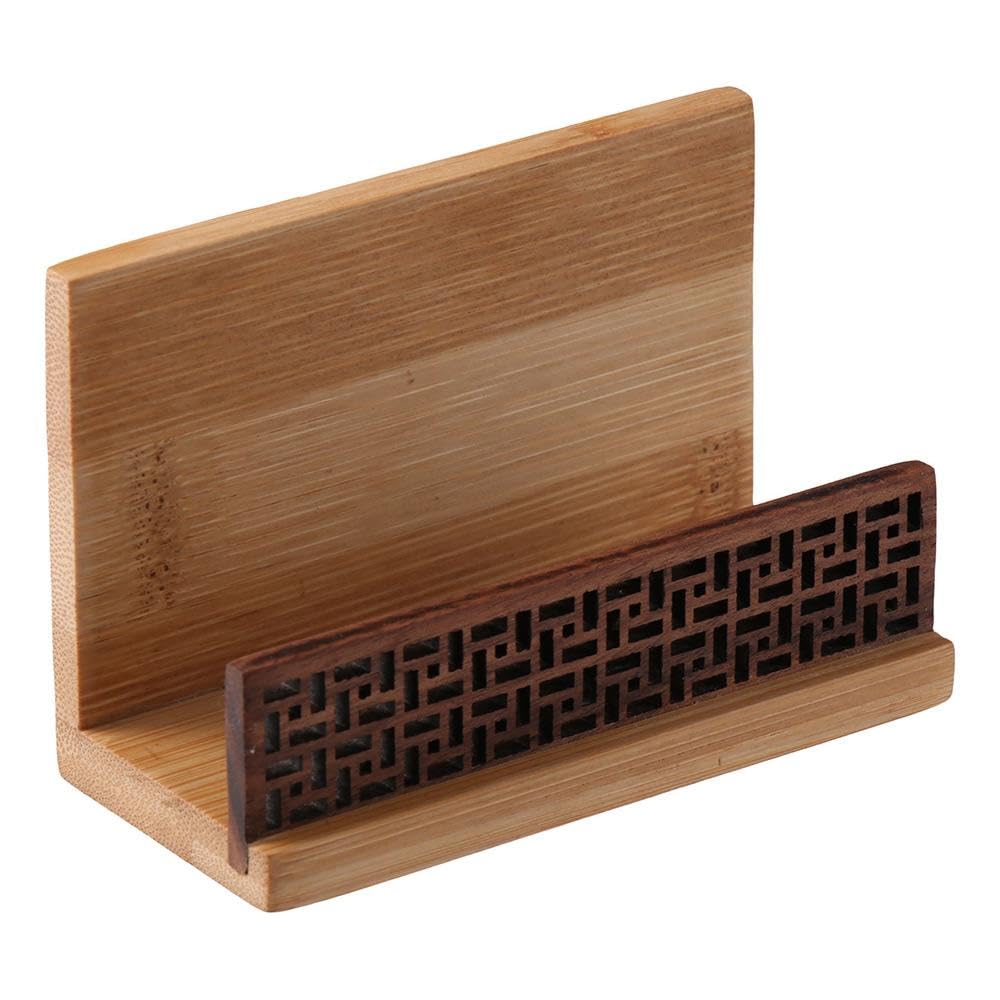 petofqq Black Walnut Business Card Holder Stand, Bamboo Wood Business Card Storage, for Home Office Display - Image 3