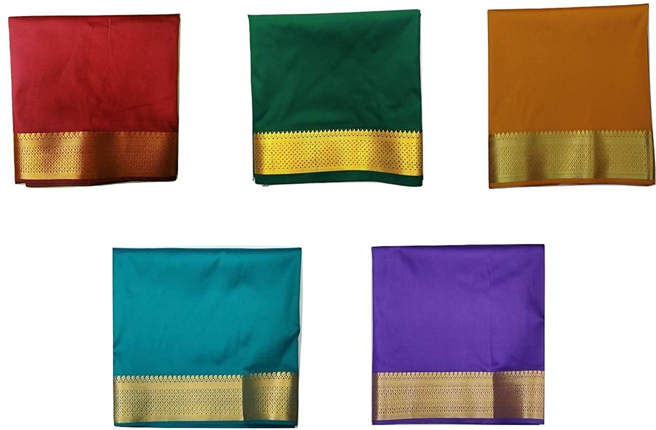 Garmend Silk-Cotton Blouse Piece Material 1 Meter for Women, Unstitched, Combo of 5 - Navratri, Durga Puja, Oti Bharan, Ugadi Special