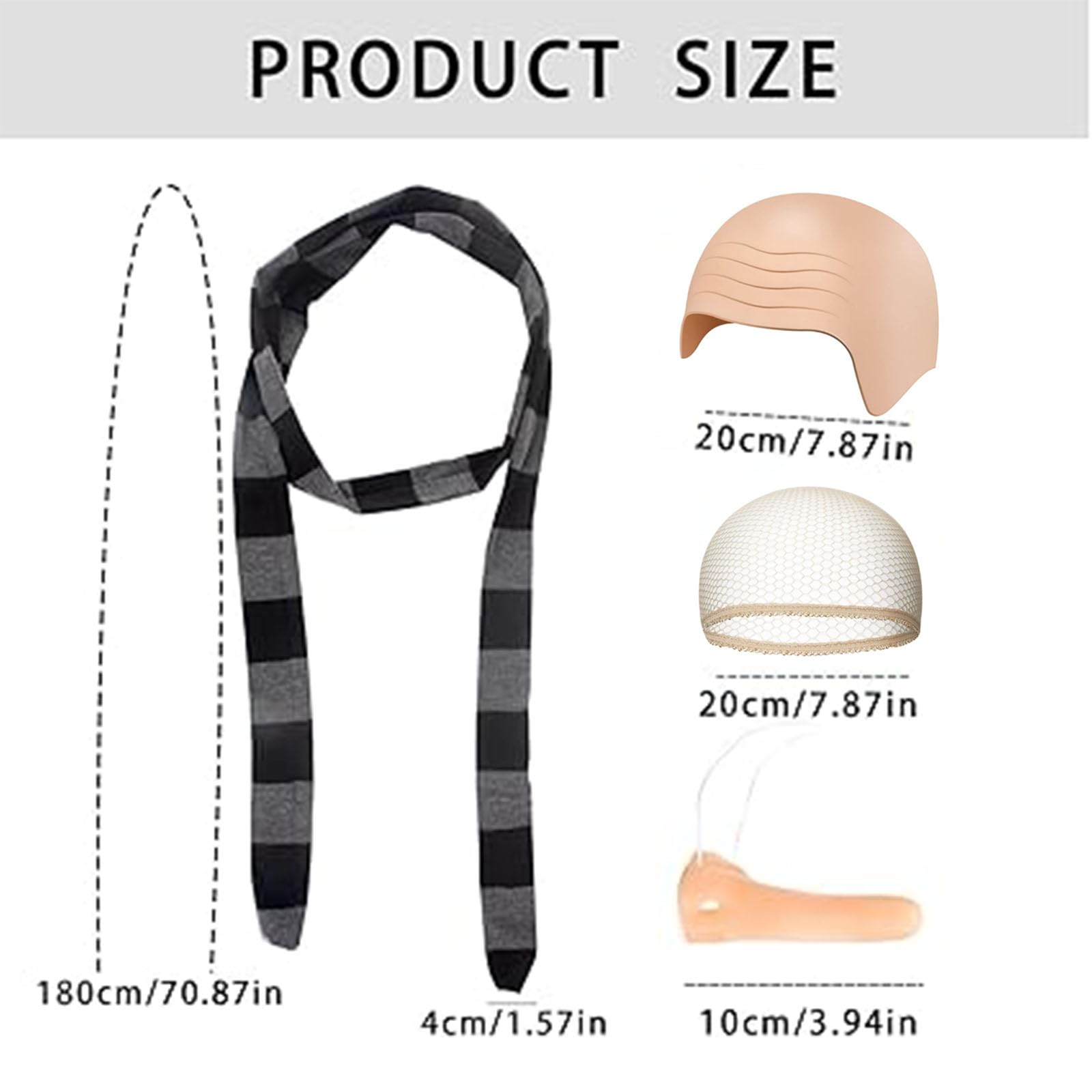GWAWG 4 PCS Bald Cap Cartoon Cosplay Costume Accessories Set, Bald Cap Adult Accessories - Image 2
