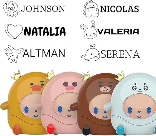 Sello de nombre para ropa niños sellos de luz para bebé sello de nombre personalizado sello de nombre infantil 4 colores y 36 patrones de dibujos