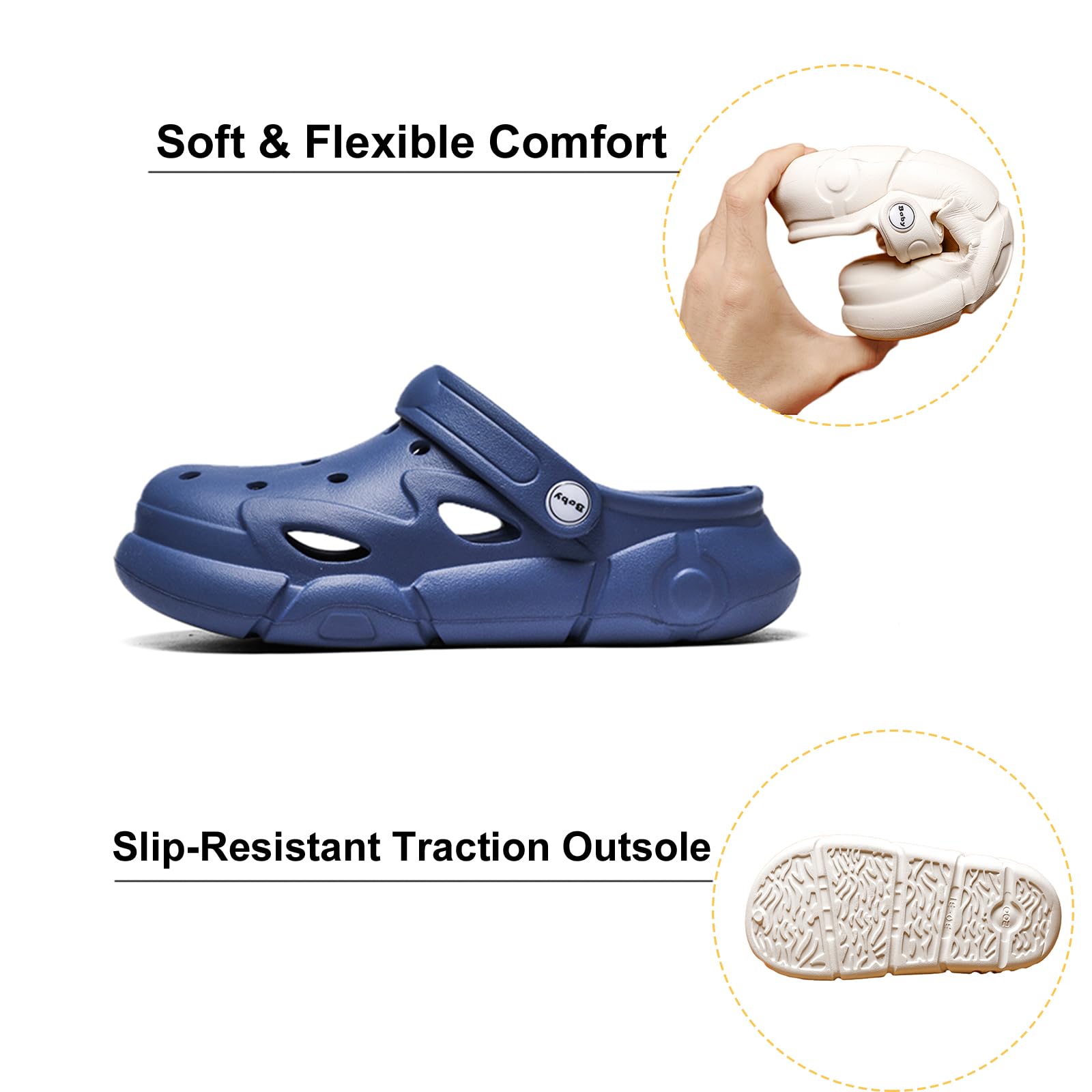 CERYTHRINA Kinder Clogs Eva – Leichte Slip-On Gartenschuhe für Jungen & Mädchen, rutschfest, atmungsaktiv, mit Fersenriemen, Sommer Hausschuhe für Strand, Garten & Zuhause