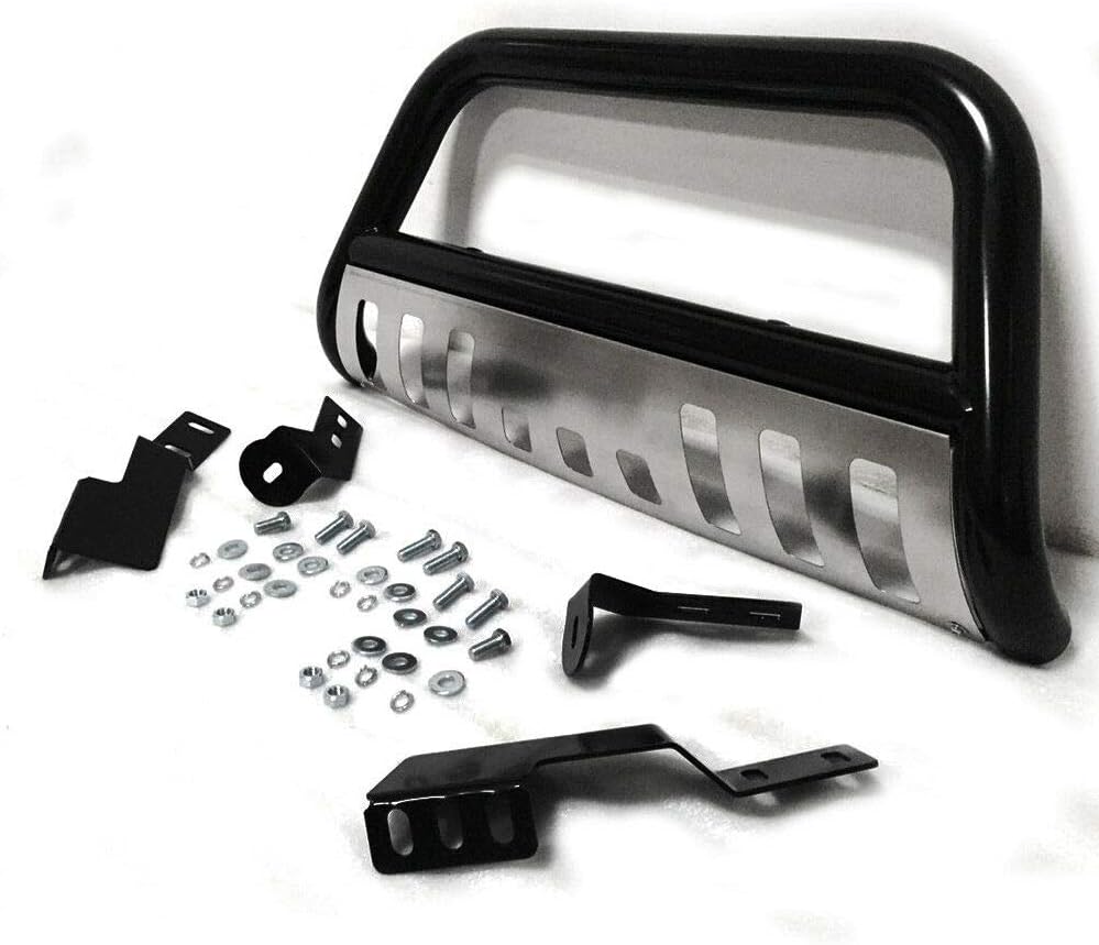 MOTORHOT Black Stainless Steel Compatible With Toyota 2001-2007 Sequoia and 2000-2006 Tundra Front Push Bumper Bull Bar Guard
