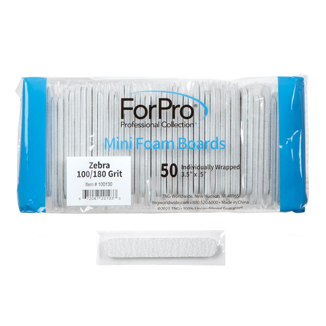 ForPro - Mini cartoncino in schiuma, grana 100/180, grana 100/180, confezionate singolarmente, 8,9 x 12,7 cm, 50 pezzi