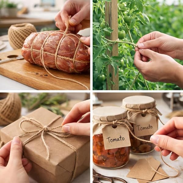 Spago in Juta Naturale 100%, 20 Metri, Multiuso per Giardinaggio, Cucina e Fai da Te - 2