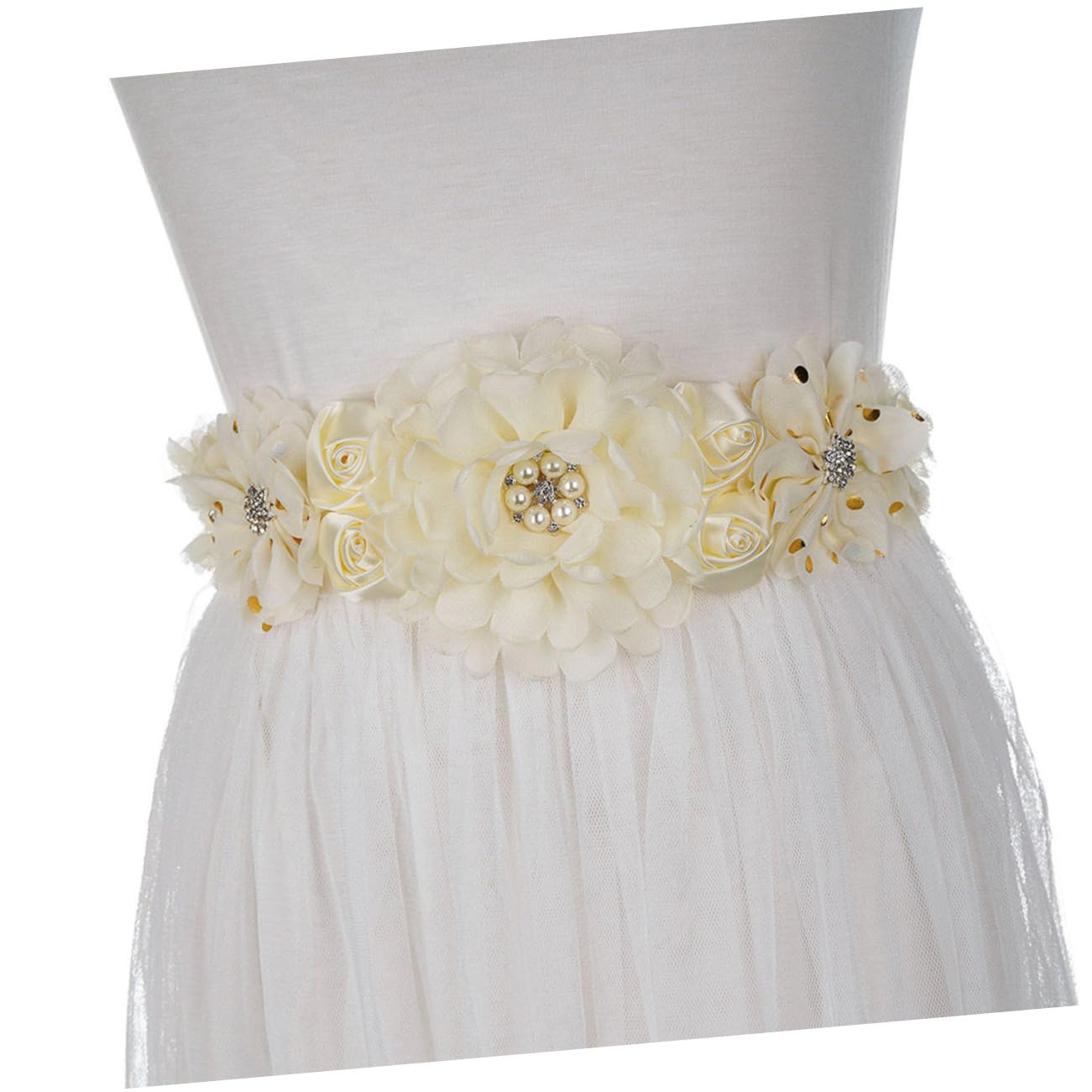 LIFKOME 2piezas Cinturón Decorativo De Flores Para Mujer Sash De Embarazo y Fotografía Cinturón De Vestido De Fiesta