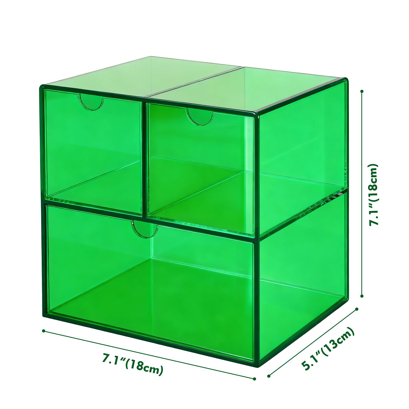 Gelite Organiseur de bureau avec 3 tiroirs de rangement pour maquillage et bureau en acrylique - Organisateur de tiroir pour coiffeuse et bureau - Vert émeraude