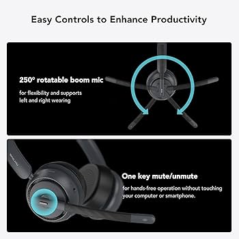 nurom HP31Dワイヤレス ヘッドセット Bluetooth HP31D Wireless Headset with AI ENC Noise Cancellation | USB