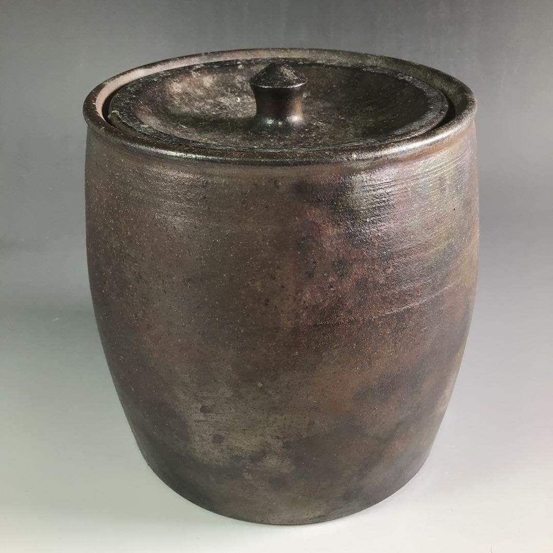 Ｒ７１２　水指　『丹波立杭焼』『市野信行造』『一重口水指』　共箱　茶道具 R712 水指 『丹波立杭焼』『市野信行造』『一重口水指』 共箱 茶道具