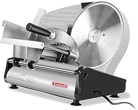 TOOGOOD 8.7" Meat Slicer, Electric Meat Slicer Machine with Removable Stainless Steel Blade, Deli Food Slicer for Home Use, Slicing Frozen Meat,Hard Cheese, Ham and Deli, Silver