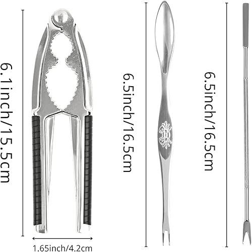 Miniatura 2 de Nut Crackers - Galletas de nuez de alta resistencia con 2 tenedorespúas de acero inoxidable para mariscos, cascanueces con mango antideslizante negro