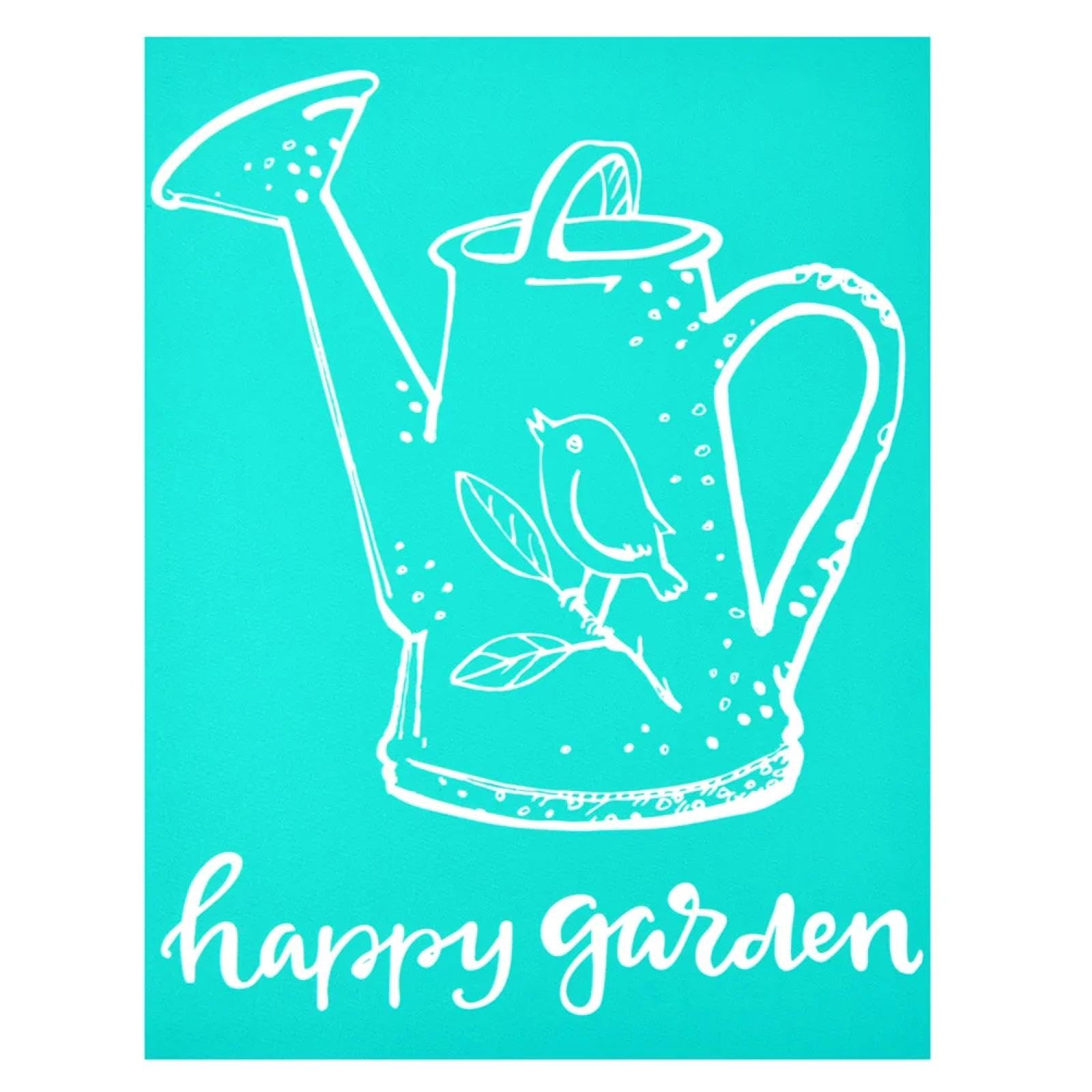 MANGOUSONG Screen Printing Kit,21x28cm Happy Garden Silk Screen Stencils Reusable Silkscreen Print Kit for Printing Handbag Decoration Template Seal Tool