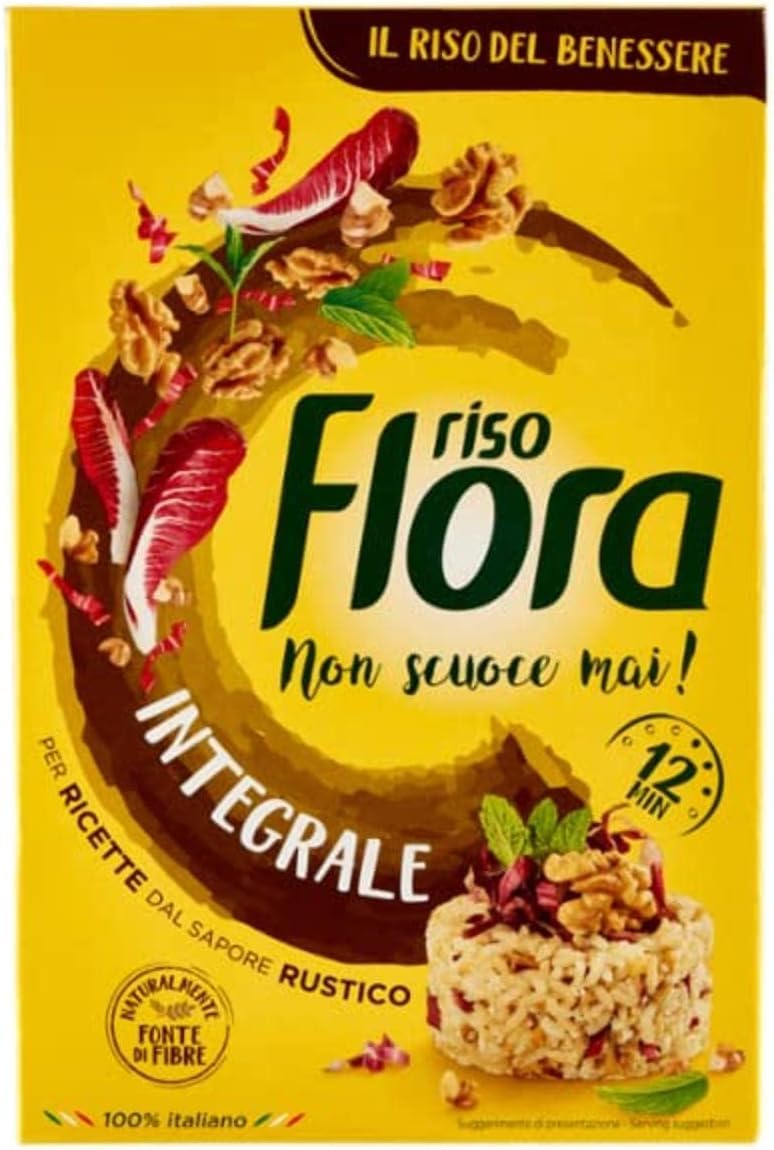 Italian Gourmet Flora-Reis Italian Gourmet Riso integrale Vollkornreis aus | Chicchi ricchi di fibre, körnig im Biss, ideal für Beilagen und Salate, Gesamtnettogewicht 12 kg + Kostenlos Polpa 400g