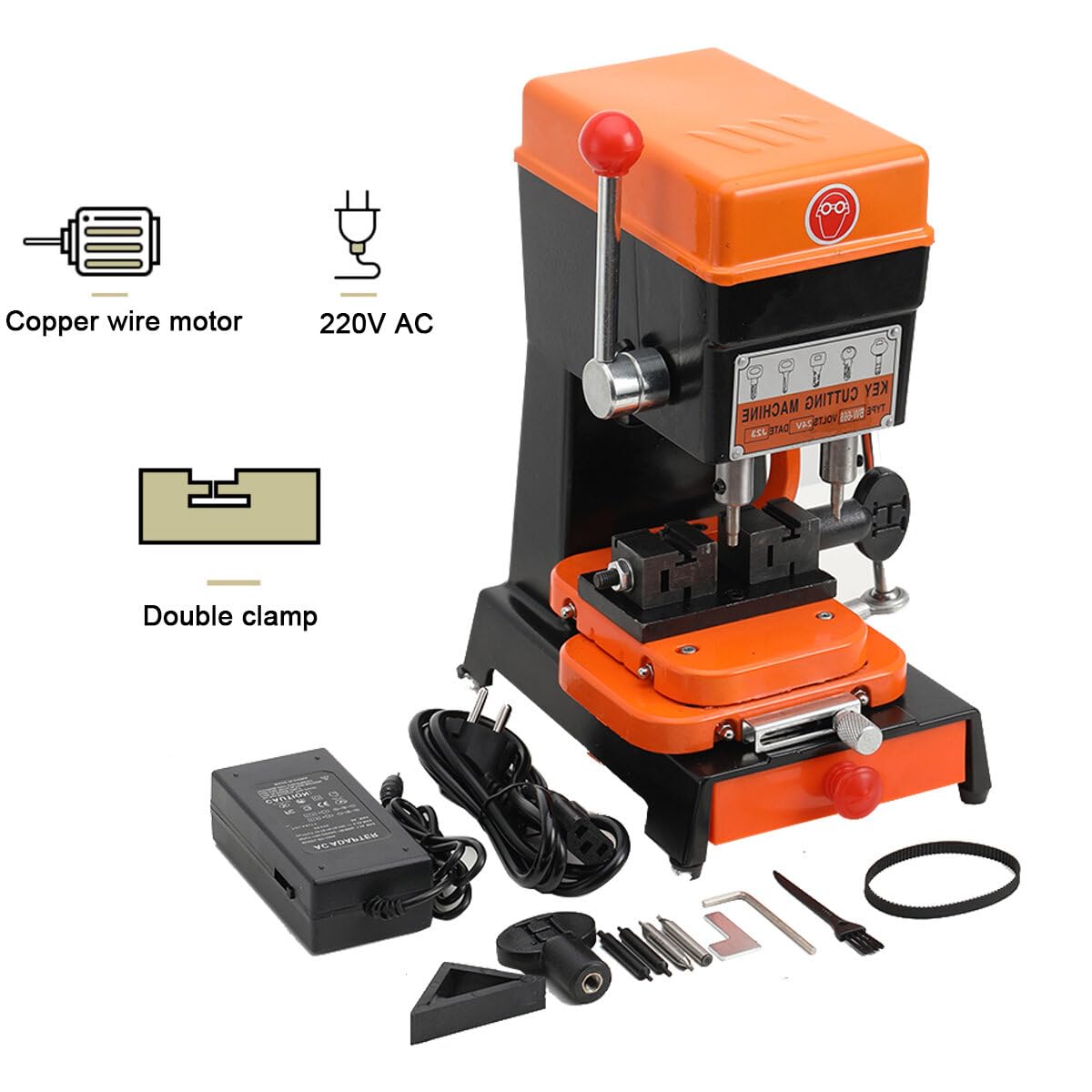 Schlüsselkopiermaschine, 150W Professionelle Autoschlüssel-Schlüsselkopier-Vervielfältigungsmaschine AC 24V, DC 110V-220V Schlüsseln Bauschlosserwerkzeugen, 8000 r/min