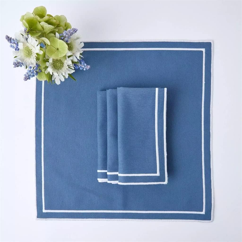 Placemats Napkins 6 Person Set Embroidered Blue Set Dining Table Accessories Festive Table Set Decoration (Color : A, Size : One Size) (A One Size)