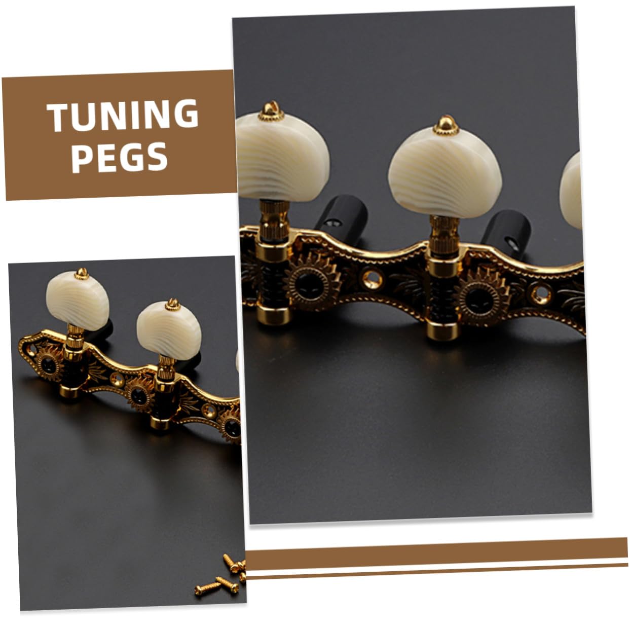 Goldene Gitarrenstimmwirbel Gc304 3 Stück-reihe aus Metall für Instrumente | Präzise Stimmung, Ergonomische Form, 1, Passend für Gitarre und Ukulele
