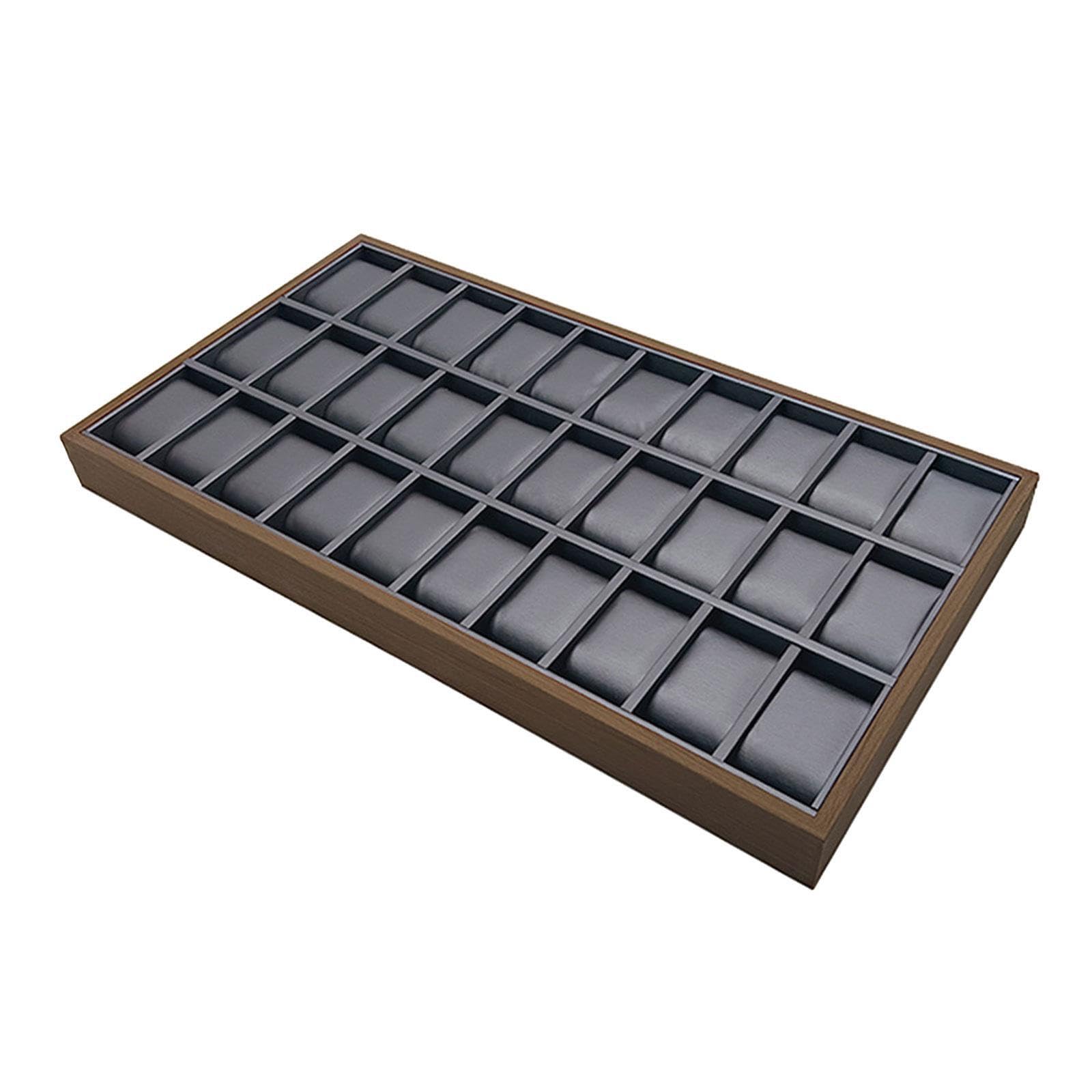Organizador de joyas con 30 ranuras, expositor de relojes, bandeja de terciopelo suave, divisor para pendientes, collares, pulseras y anillos.