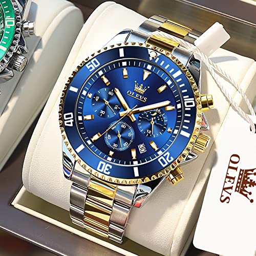 OLEVS Men's Watch Waterproof Designer Luxury Formal Luminous Date Moon Phase Stainless Steel Watch Quartz Watch Men's Gifts