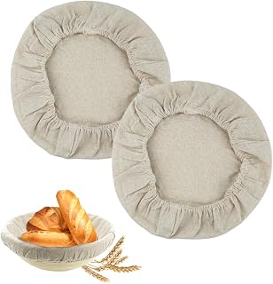 2 Pcs Round Banneton Basket Cover - Natural Rattan Liner Cloth - 10 Inch Oval Sourdough Proofing Banneton