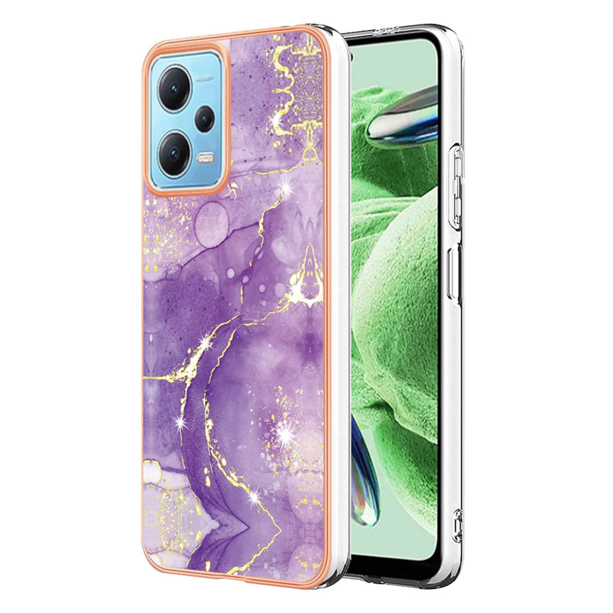 HAOYE Coque pour Xiaomi Redmi Note 12 5G / POCO X5 5G, Dos en Verre Trempé + TPU Bumper Souple Silicone Ultra Mince Housse, Motif Élégant Brillant Étui Antichoc Case Cover, Lune