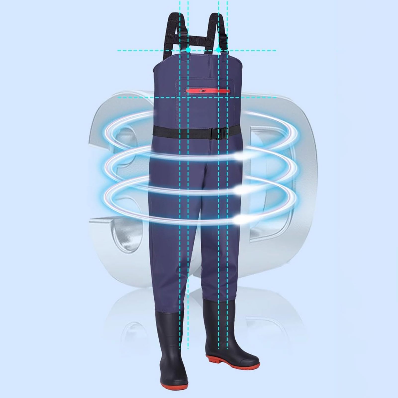 Wader Ropa de Pesca para Hombres Mujeres,Vadeadores de Pesca y Caza con Botas Tallas 37-46,Waders del Pecho con Correa Ajustable Rodillas reforzadas para la Pesca con Mosca,la Caza