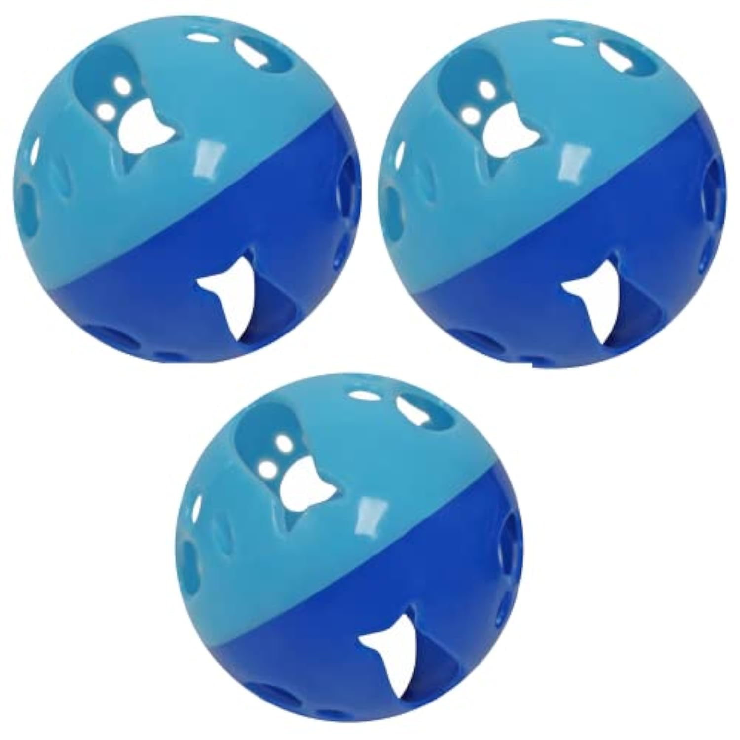Katzenballspielzeug Spielzeug mit Glocke, größere Größe, Glocken schellen als Bälle, 3er-Pack, Set mit 3 Katzenspielzeug für kleine oder große Katzen oder andere Tiere (blau - 3 Stück)