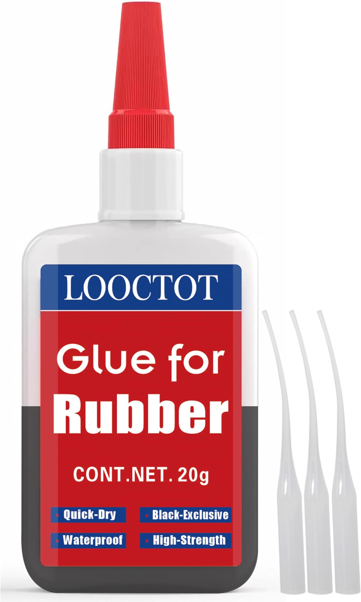 LOOCTOT Black Rubber Glue,Super Instant Glue Bonding Between Rubbers,Rubber and Other Materials;Instant Cement for Tire,Tube, Edge,etc(20g)