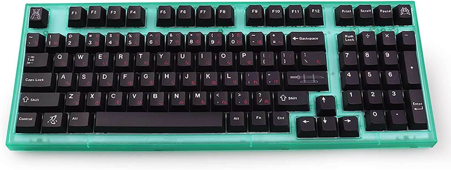 129 Key red Samurai keycaps (Black Samurai)