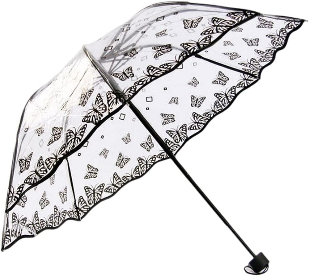 Parapluies, Parapluie Pliant Compact de Voyage, Mini Parapluie, Transparent, Automatique | Clear