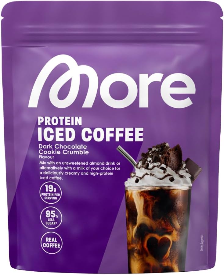MORE Protein Iced Coffee, 650 g, Dark Chocolate Cookie Crumble, Iced Coffee with Valuable Proteins, Low Sugar and Fat, Made in Germany