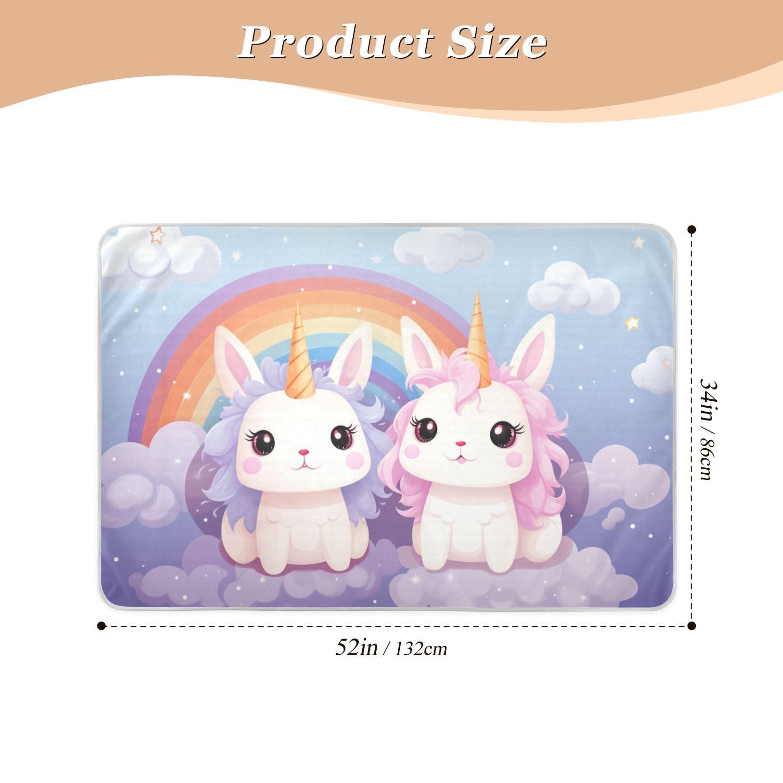 Rainbow Unicorns Sky Purple Changing Pad Covers Highly Absorbent Potty Training Sheets Cover Changing Cradle for Baby Boys Girls , 52