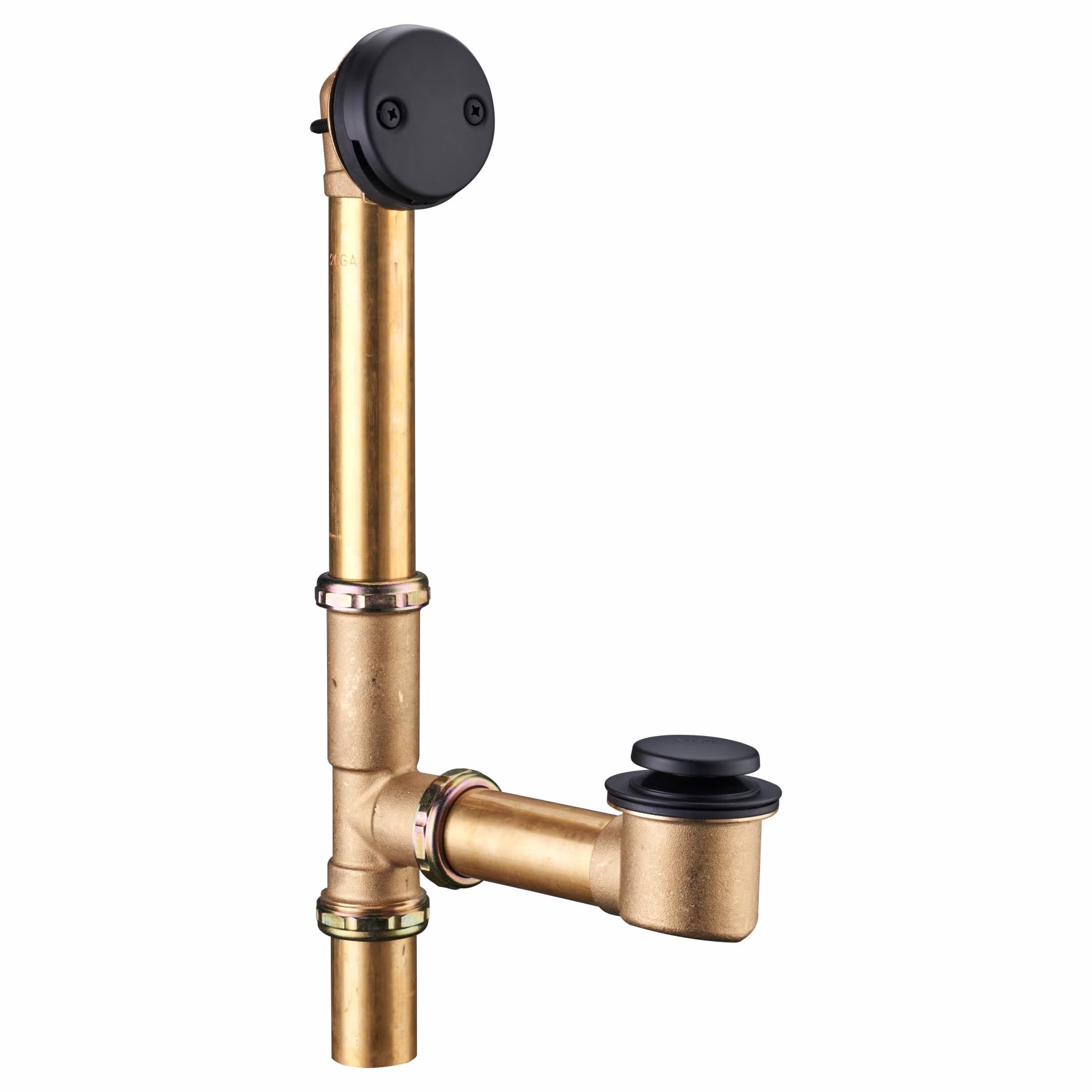 Kit de drenaje de bañera negro de 1-1/2 pulgadas tubular de latón con tapón de drenaje de bañera de punta, tapón de baño táctil y desbordamiento, juego de repuesto de montaje WELSAN (negro mate)