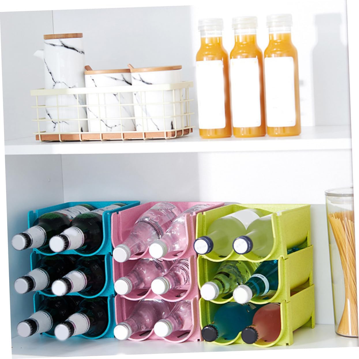 SHOWERORO Firm Non-skid Fall Drink Box Storage Container Stackable Rack Beer Storage Box Refrigerator Drawer Can Rack