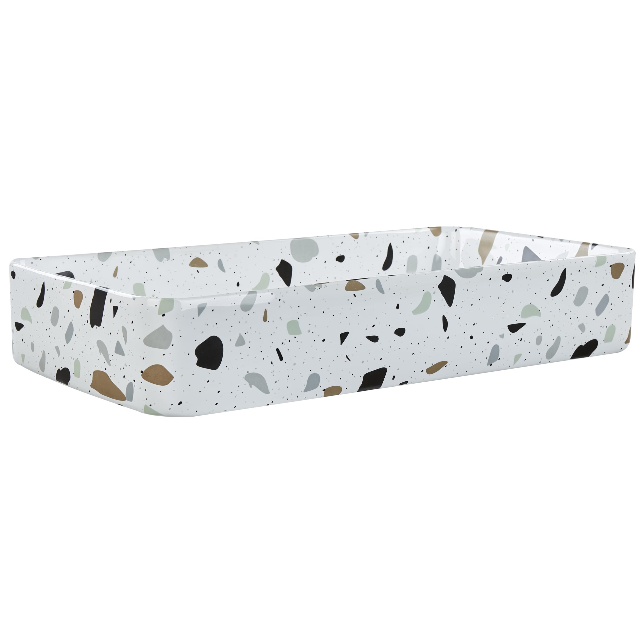 Umywalka łazienkowa nablatowa ceramiczna z efektem lastryko prostokątna 61 x 35 cm Nules