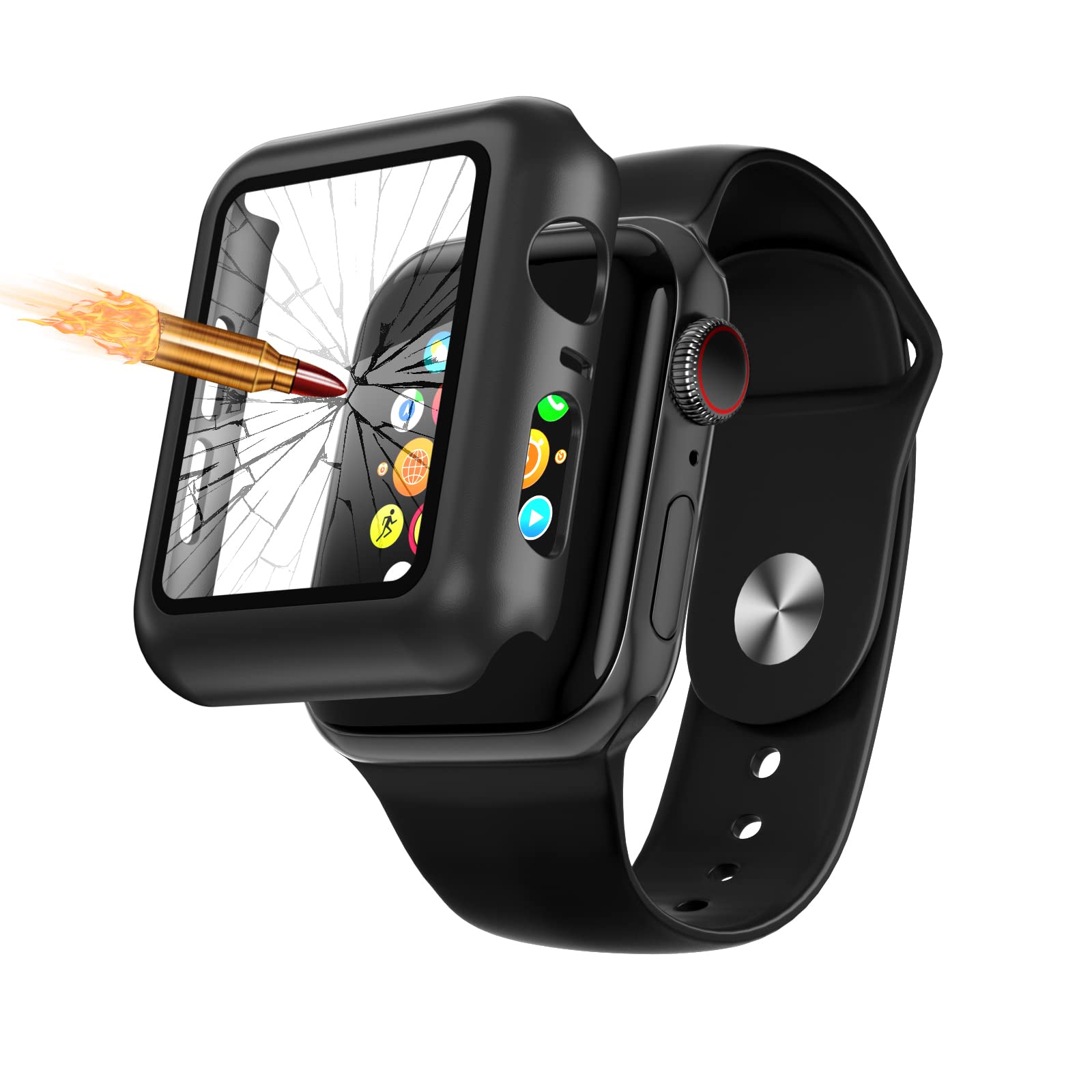 PEMOTech 3 Pack Screen Protector Case with Tempered Glass Screen Protector Compatible with Apple Watch SE Series 6/5/4 40mm Hard PC Bumper Ultra-Thin Guard Full Cover Protective Case for iWatch