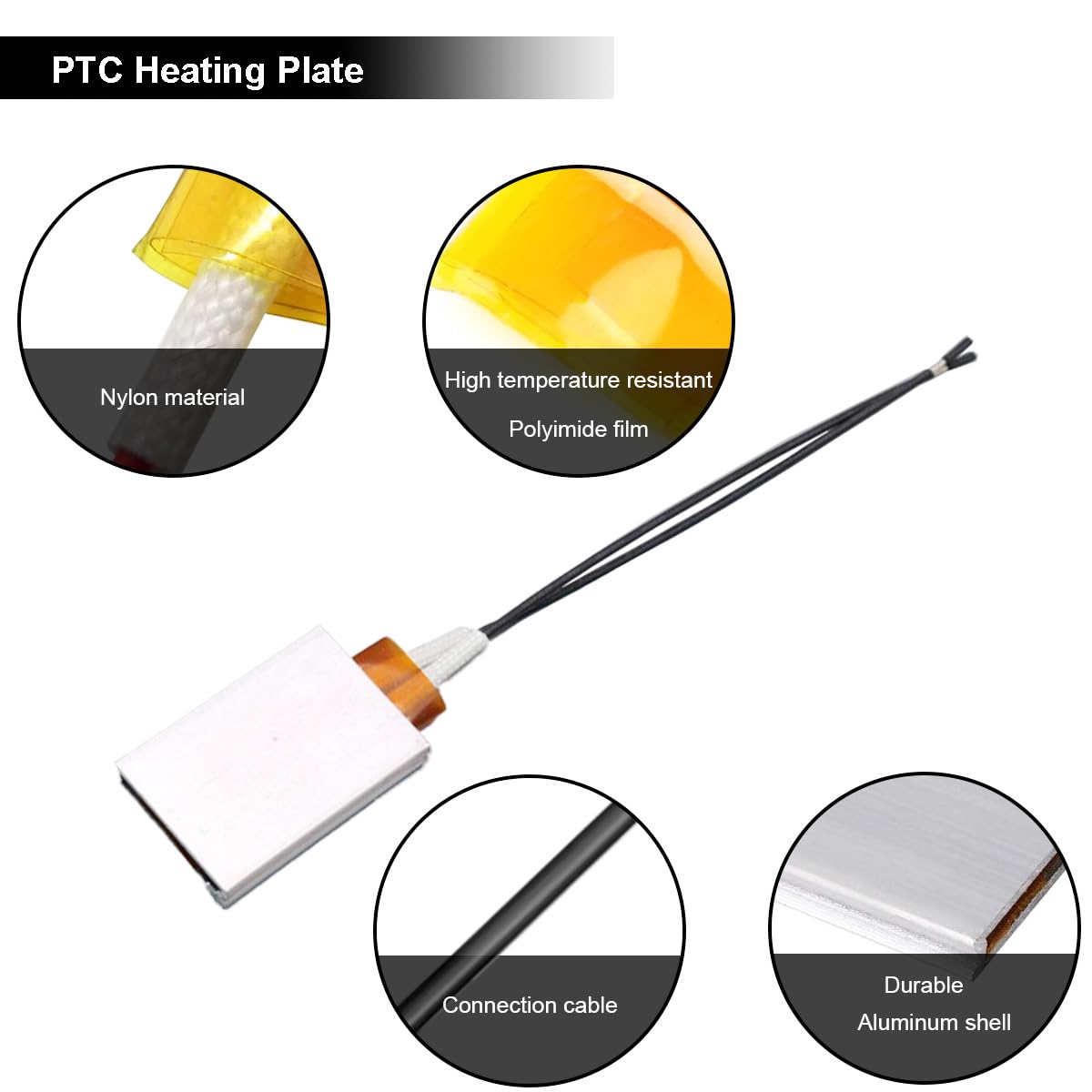 4 sztuki elementu grzejnego PTC, płyta grzejna, elektryczne ogrzewanie, rdzeń o stałej temperaturze, płyta grzejna AC/DC 5V/70℃/1,2-2W, aluminiowa obudowa z modułem oszustwa do